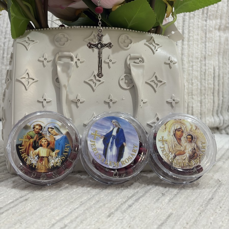 Three Jerusalem Rosary variants with different holy images